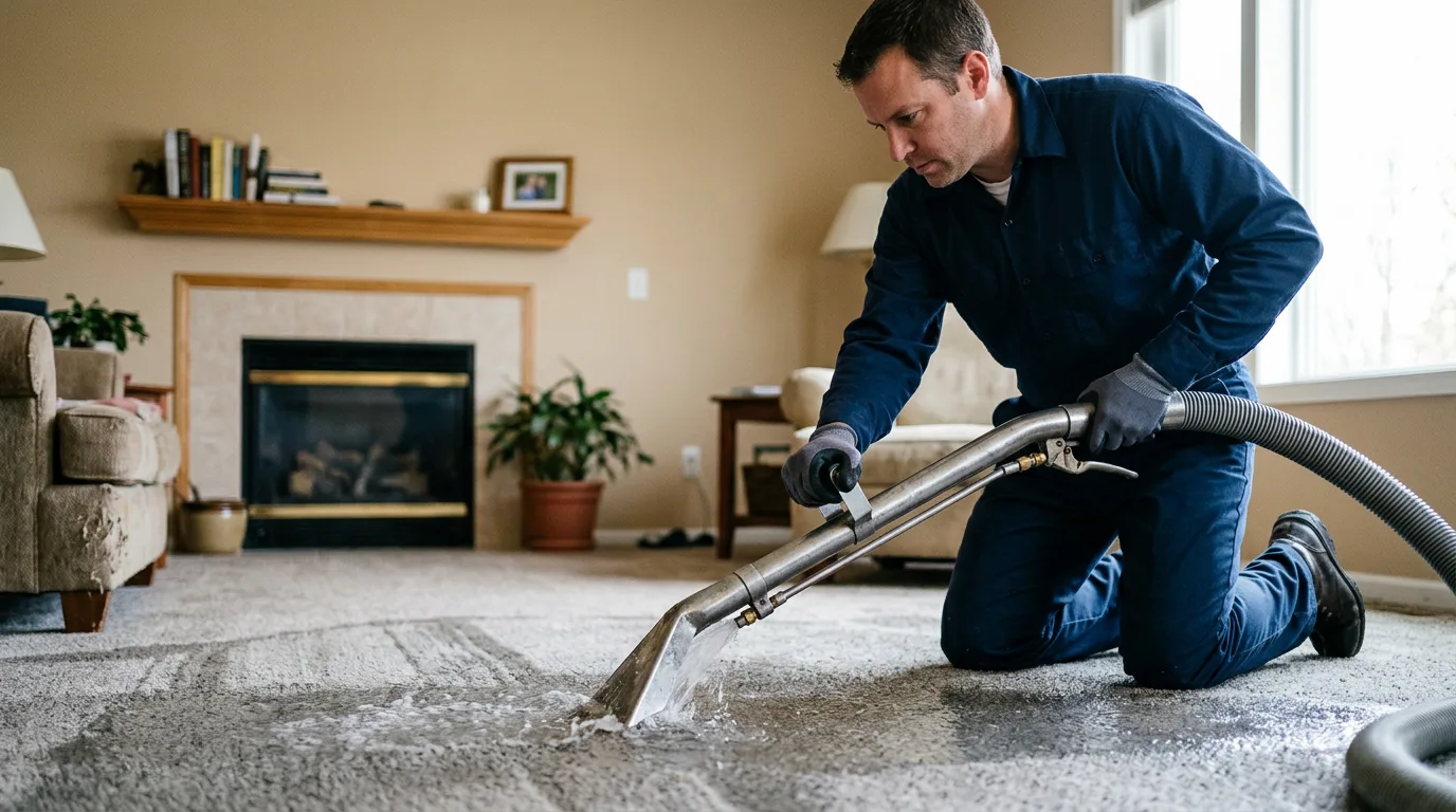 Water damage restoration technician working near Leesville, OH